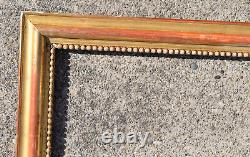GRAND CADRE en bois et stuc doré décor de perles 19 EME FRAME / 4