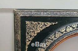 Grand Cadre époque Napoléon III bois et stuc noir/or 78 x 68 cm