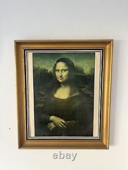 Grand Tableau Reproduction De Mona Lisa Cadre En Bois Doré Joconde Ancien