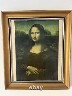 Grand Tableau Reproduction De Mona Lisa Cadre En Bois Doré Joconde Ancien