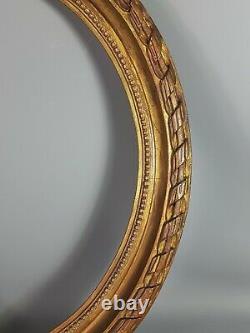 Grand ancien cadre ovale bois sculpté style Louis XVI 72x64 Feuillure 60x51cm SB