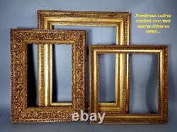 Grand cadre St. Louis XVI 81x63 feuillure 60 à 62x43 à 44,5 cm bois stuc doré SB