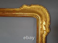 Grand cadre XIXe siècle bois gravé doré feuille d'or feuillure 65x50 cm SB