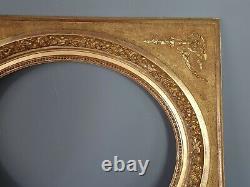 Grand cadre à clés XIXe siècle vue ovale bois et stuc doré 79x69 vue 55x45 cm