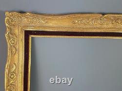 Grand cadre ancien Montparnasse bois sculpté doré, 64x55, feuillure 50x41 cm B7