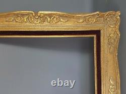 Grand cadre ancien Montparnasse bois sculpté doré, 64x55, feuillure 50x41 cm B7
