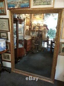Grand miroir ancien XIX au mercure cadre stuc doré feuille 170 X 124 cm