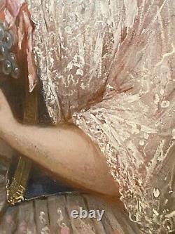 Grand tableau cadre bois doré vue ovale portrait pastel Dartiguenave 1815-1885