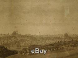 Grande gravure Ville de Constantinople (Istanbul), cadre bois doré époque 1840