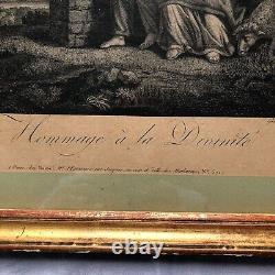 Gravure Hommage A La Divinite Cadre En Bois Dore Inv 10745