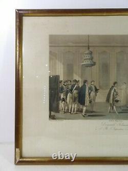 Gravure couleur ancienne Napoleon 1er Moreau le jeune/ Gros 1809 cadre bois doré