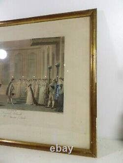 Gravure couleur ancienne Napoleon 1er Moreau le jeune/ Gros 1809 cadre bois doré