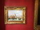 Huile sur toile XIXe Vue de Venise Beau cadre en bois doré