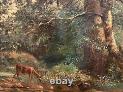Important tableau 112 x 89 cm huile sur toile BRIELMAN 1871 cadre à canaux XIXe
