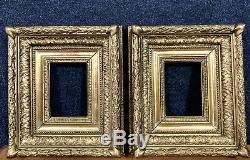 Jolie paire de cadres époque Napoléon III en bois doré