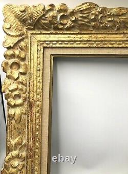 MAGNIFIQUE Cadre Montparnasse patine dorée BOIS SCULPTE toile 8F (Bouche.)