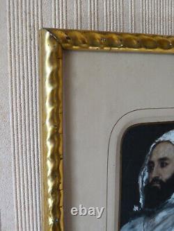 MINIATURE PORTRAIT de l'EMIR ABDELKADER dans ancien cadre bois doré