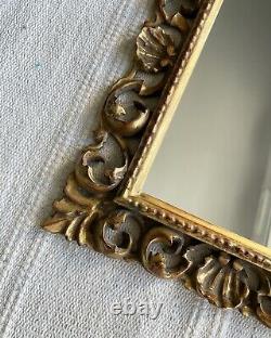 Miroir cadre rectangulaire style renaissance italienne bois doré 1950 coquilles