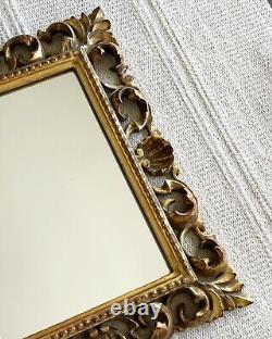 Miroir cadre rectangulaire style renaissance italienne bois doré 1950 coquilles
