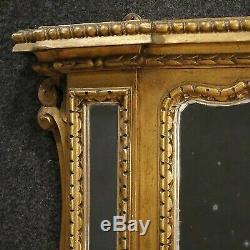 Miroir caminiera en bois sculpté d'or cadre italienne style antique 900