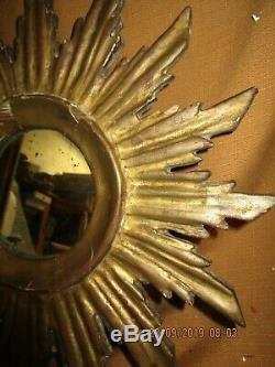 Miroir soleil ancien / cadre en bois doré