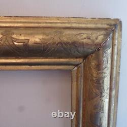 Paire cadre ancien bois sculpté et doré feuille montage clé 40x31.5 cm