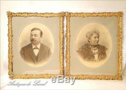 Paire de cadres en bois stuqué doré Napoléon III 19e