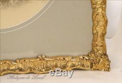 Paire de cadres en bois stuqué doré Napoléon III 19e