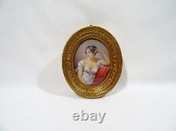 Peinture Miniature Portrait Cadre Oval En Bois Dore Ancient Miniature Painting