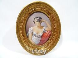 Peinture Miniature Portrait Cadre Oval En Bois Dore Ancient Miniature Painting