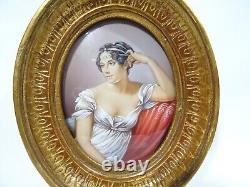 Peinture Miniature Portrait Cadre Oval En Bois Dore Ancient Miniature Painting