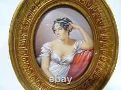 Peinture Miniature Portrait Cadre Oval En Bois Dore Ancient Miniature Painting