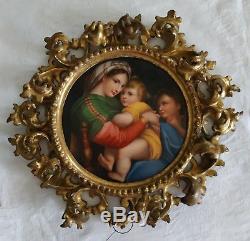 Peinture XIX sur plaque porcelaine / Cadre bois doré / Painting Raffaelo sanzio