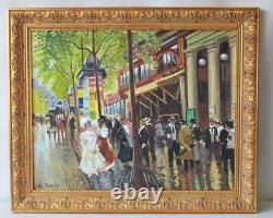 Peinture hst Denis Georges Champs Elysée cadre bois doré