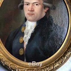 Portrait De Robespierre Huile Sur Toile Ovale Cadre En Bois Dore 18 Eme Siecle