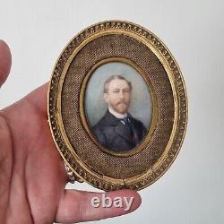 Portrait Miniature Baron Corvisart 1900 Cadre En Bois Doré Nobility Portrait