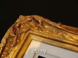 Rare Cadre bois et stuc doré à coins ajourés 46 x 38 cm 8F