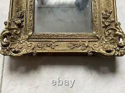 Rare Miroir Ancien, cadre Sculpté En Bois Doré, art, antiquité