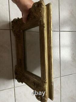 Rare Miroir Ancien, cadre Sculpté En Bois Doré, art, antiquité