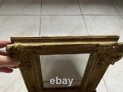 Rare Miroir Ancien, cadre Sculpté En Bois Doré, art, antiquité