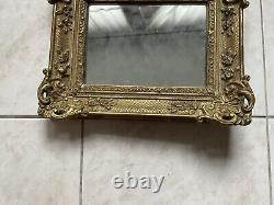 Rare Miroir Ancien, cadre Sculpté En Bois Doré, art, antiquité