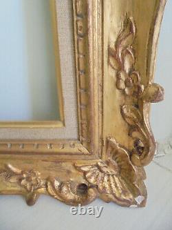 Superbe cadre ancien XIX bois doré feuille d'or style rocaille marquise Tbe
