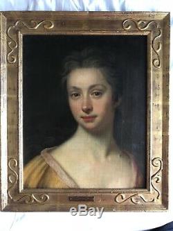 THOMAS HUDSON (Attr) Splendide Portrait de Femme HST XVIII Cadre en bois doré