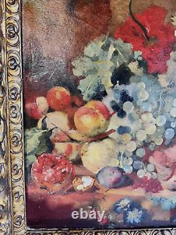 Tableau Ancien XIX ème Nature Morte aux Fruits Cadre Bois Doré