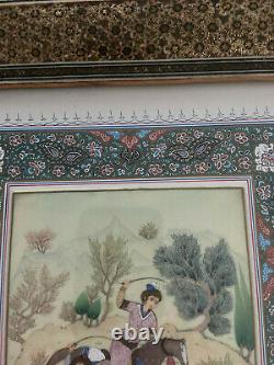 Tableau Art Antique Perse, Oriental, Indien, Islamique. Cadre haut de gamme