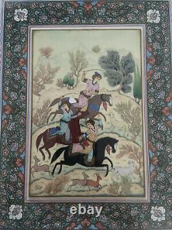 Tableau Art Antique Perse, Oriental, Indien, Islamique. Cadre haut de gamme