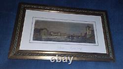 Tableau Gravure Ancienne Au Burin. Toulouse Le Pont Neuf. 1863 Cadre Bois Dore