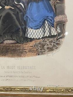 Tableau LOUIS XV bois dore gravures élégante Mode