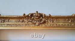 Très important cadre Napoléon III style Louis XV rocaille en bois et stuc doré