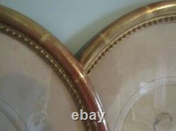 Trois grand CADRES OVALES XIX° BOIS DORÉ avec verre french oval frames 1890